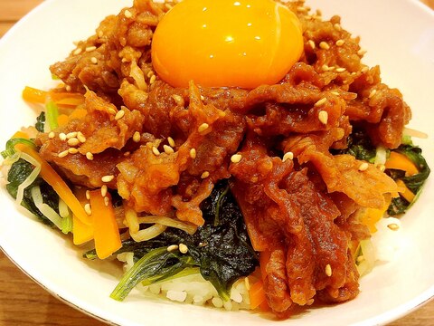 フライパンで簡単！ビビンバ丼☆